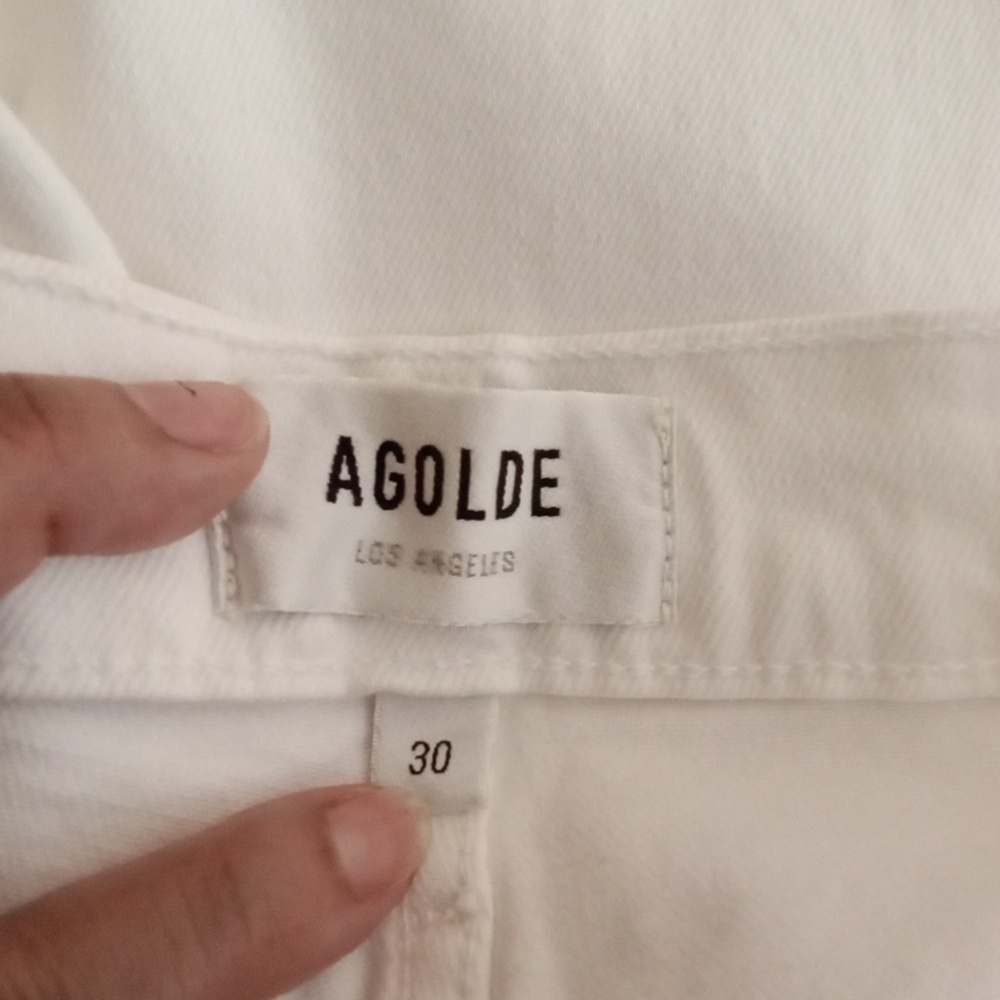 Agolde Riley High Rise Straight Crop Stretch Sour Cream Color Womens 30 - Picture 5 of 11
